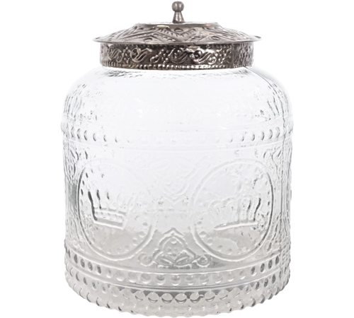 Glas krukke med sølv låg 17x17x19cm by Hoff