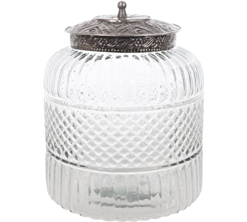 Glas krukke med sølv låg 17x17x22cm by Hoff