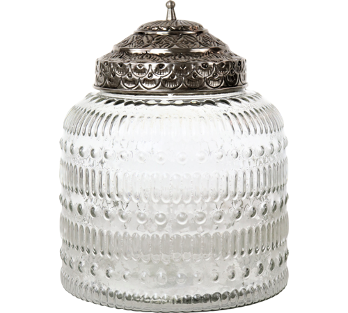 Glas krukke med sølv låg Ø21x26 cm Elegant & dekorativ opbevaring by Hoff