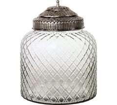 Glas krukke med sølv låg Ø20x26 cm by Hoff