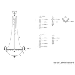 Prism chandelier 50 * 113 cm.