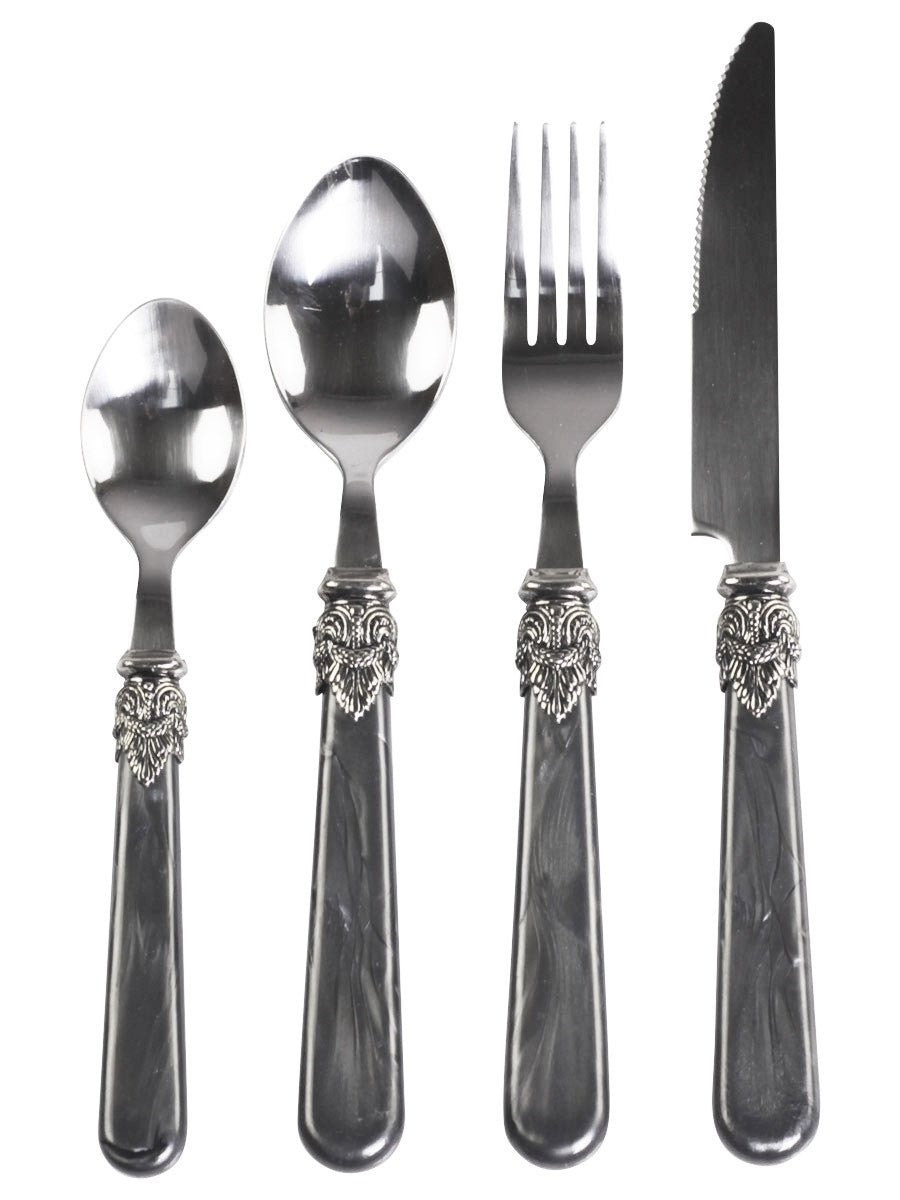 Linas - Antique kul bestik m. sølv deko - 4 dele by Chic Antique