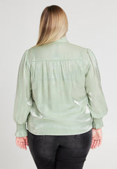 No. 1 By Ox Shirt w flair neckline and cuffs Dark Mint Green by No. 1 By Ox