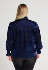 No. 1 By Ox Shirt w flair neckline and cuffs Navy Blue by No. 1 By Ox