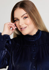 No. 1 By Ox Shirt w flair neckline and cuffs Navy Blue by No. 1 By Ox