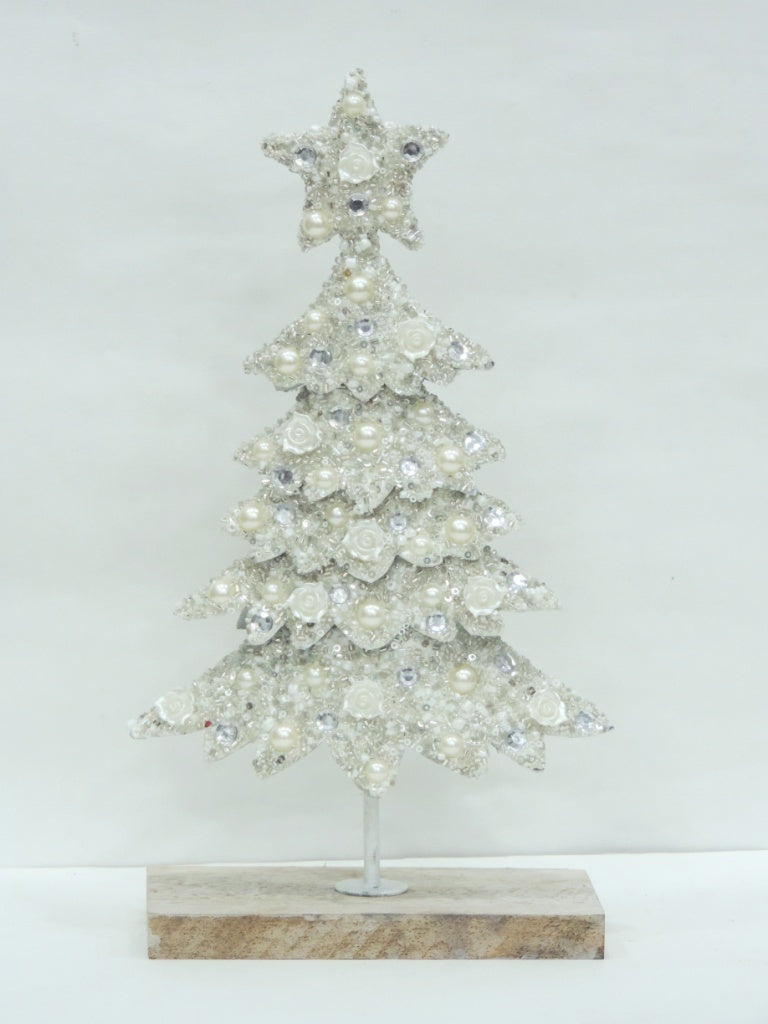 Paillettræ 29 cm Hvid/Sølv by Cormulder