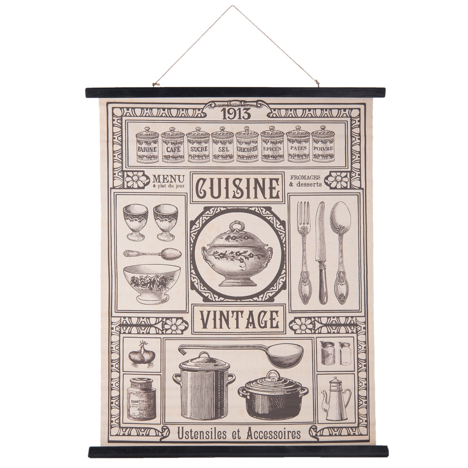 Vægdekoration vintage køkken 80x2x100 cm by C&E