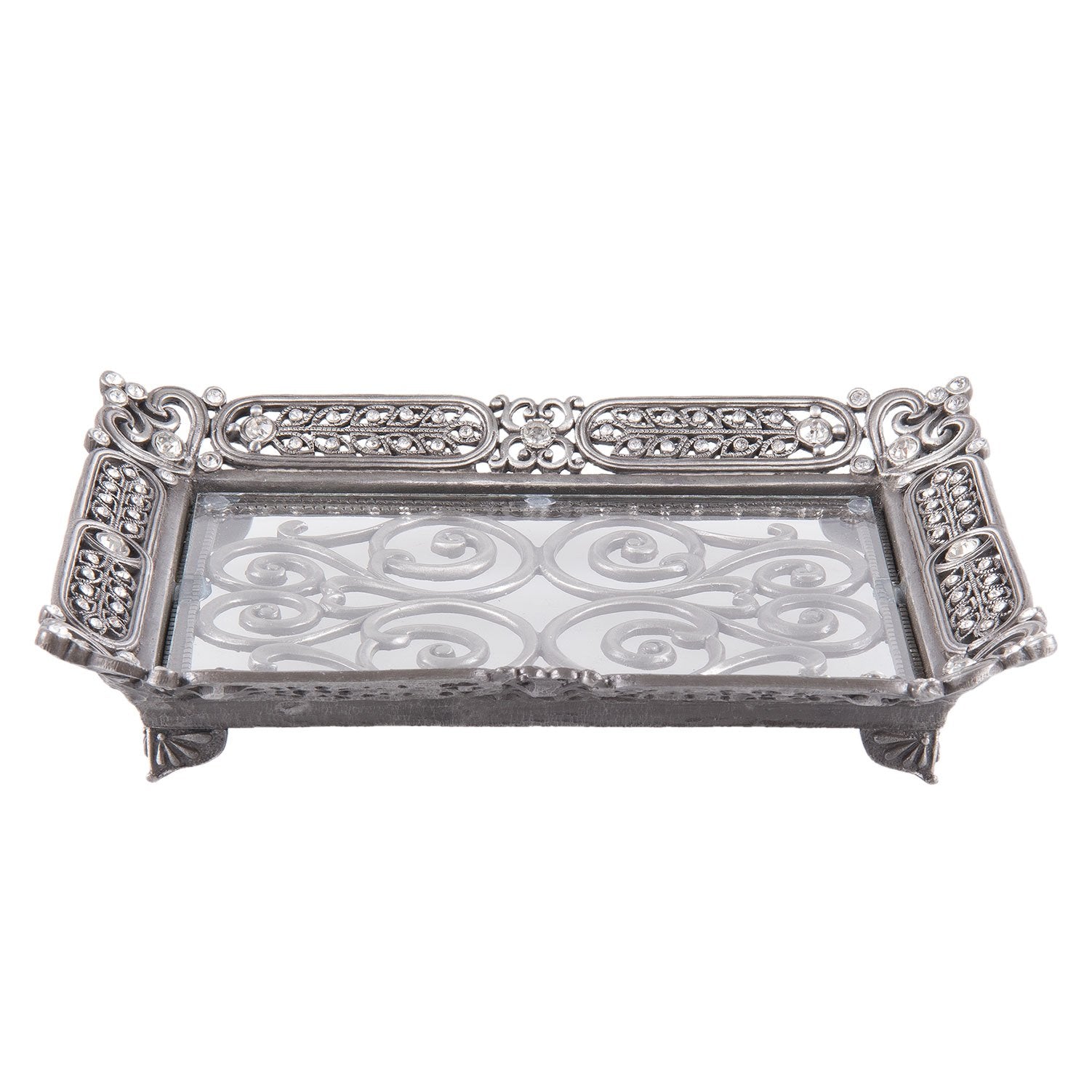 Bakke – Sølvfarvet med detaljer og bling 19x14x4 cm by C&E