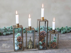 Lysestage, 19x7,5x7,5 cm antique messing by Chic Antique