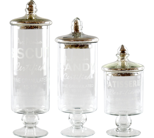 Glas krukker med sølv låg – 3 stk. by Hoff