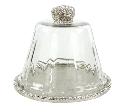 Klokke med sølv fad og bling 20x20x17,5cm by Hoff