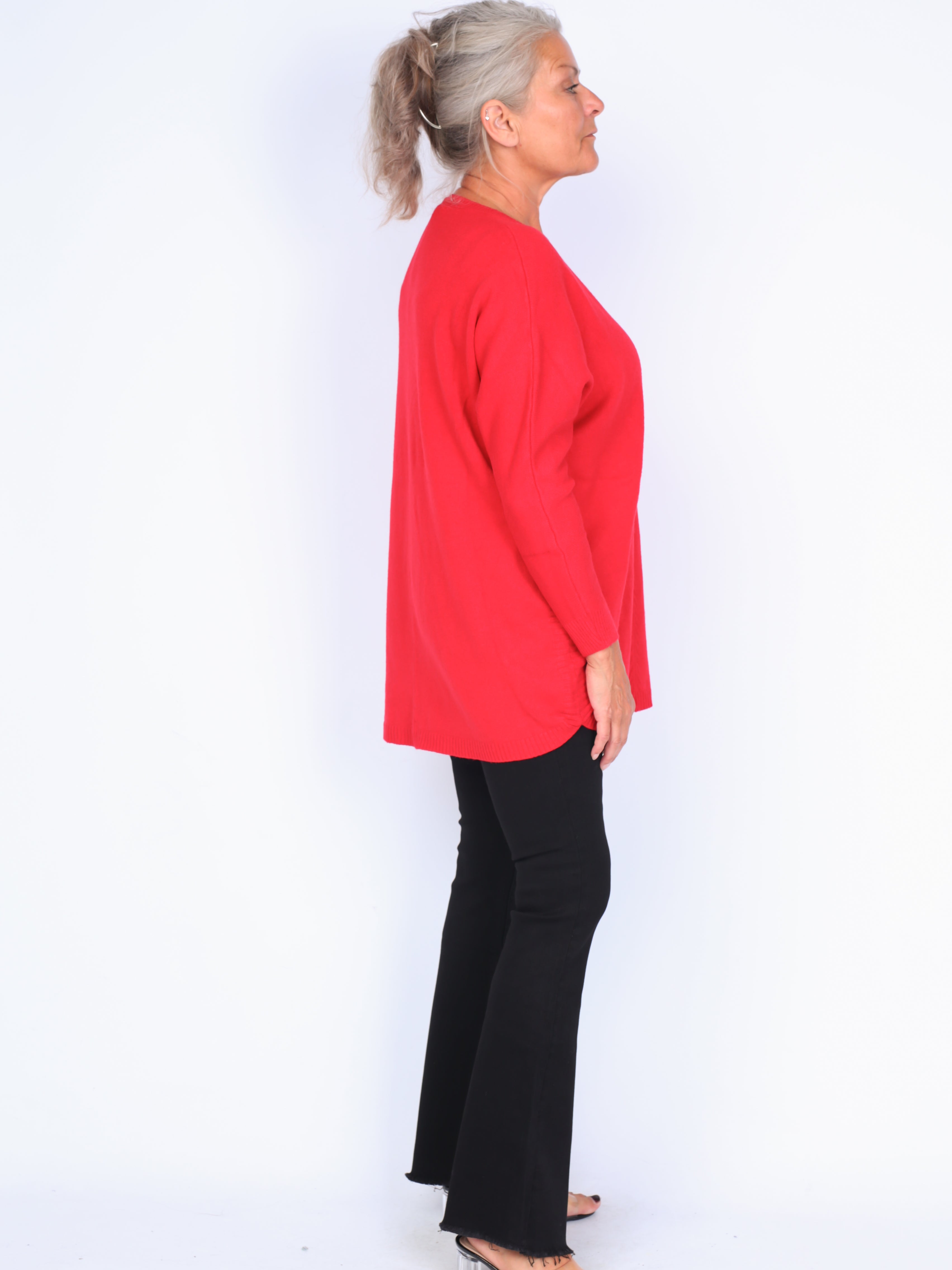 Knitted v-neck blouse Plus Size