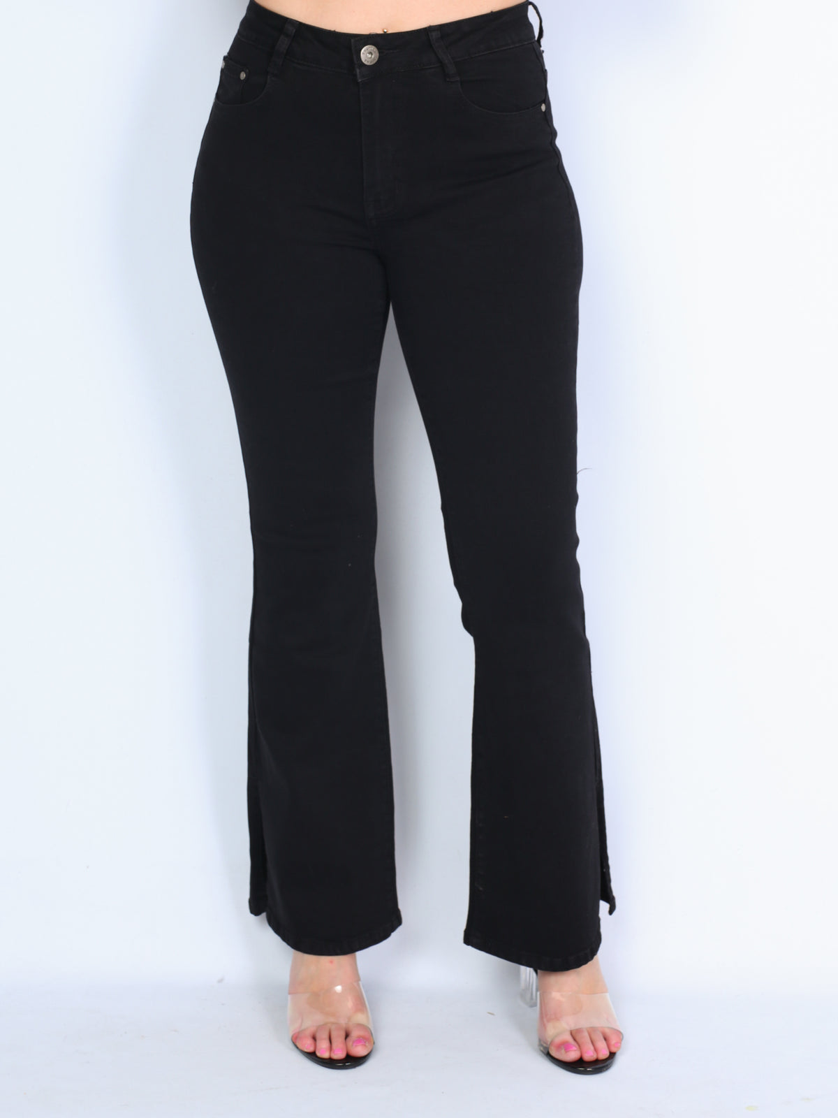 Jeans with slit and width black