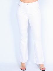 Jeans with width and fringe white