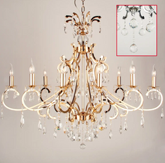 Lysekrone i guld – 10 arme 118 x 37 x 80 cm by Collect