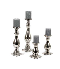 Keramik-Kerzenleuchter Elena – 9,5x 32 cm, Silber by SL