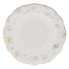 Dyb tallerken med blomstermotiv og guld kant by C&E