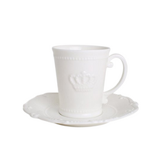 Krone kop med underkop 10,5 x 7,5 x 8 cm, hvid porcelæn by Krone 1 - Kina