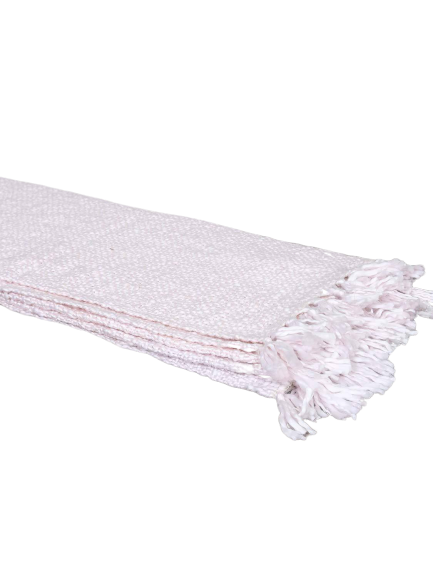 Stikket Plaid med kvaster 130x170 cm rosa by Collect