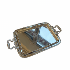 Serveringsbakke – Sølvfarvet med elegante håndtag 49,5 x 27,5 x 2,5 cm by HK