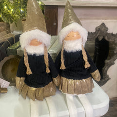 Nissepige med guld skørt 15x14x53 cm Dekorativ julefigur by H U Scheulen GMBH