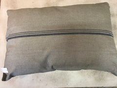 Pillow, sand-colored with blue stripe and bows