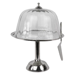 Kageopsats i sølv med kagekniv – ALU BR/NI – 39x39x49 cm by CM