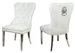 Krone 1 - Spisebordsstole med løvehoved hvid med metal ben by Krone 1