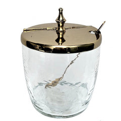 Skål med Låg og Ske – Guld, 11 x 11 x 14 cm by CM