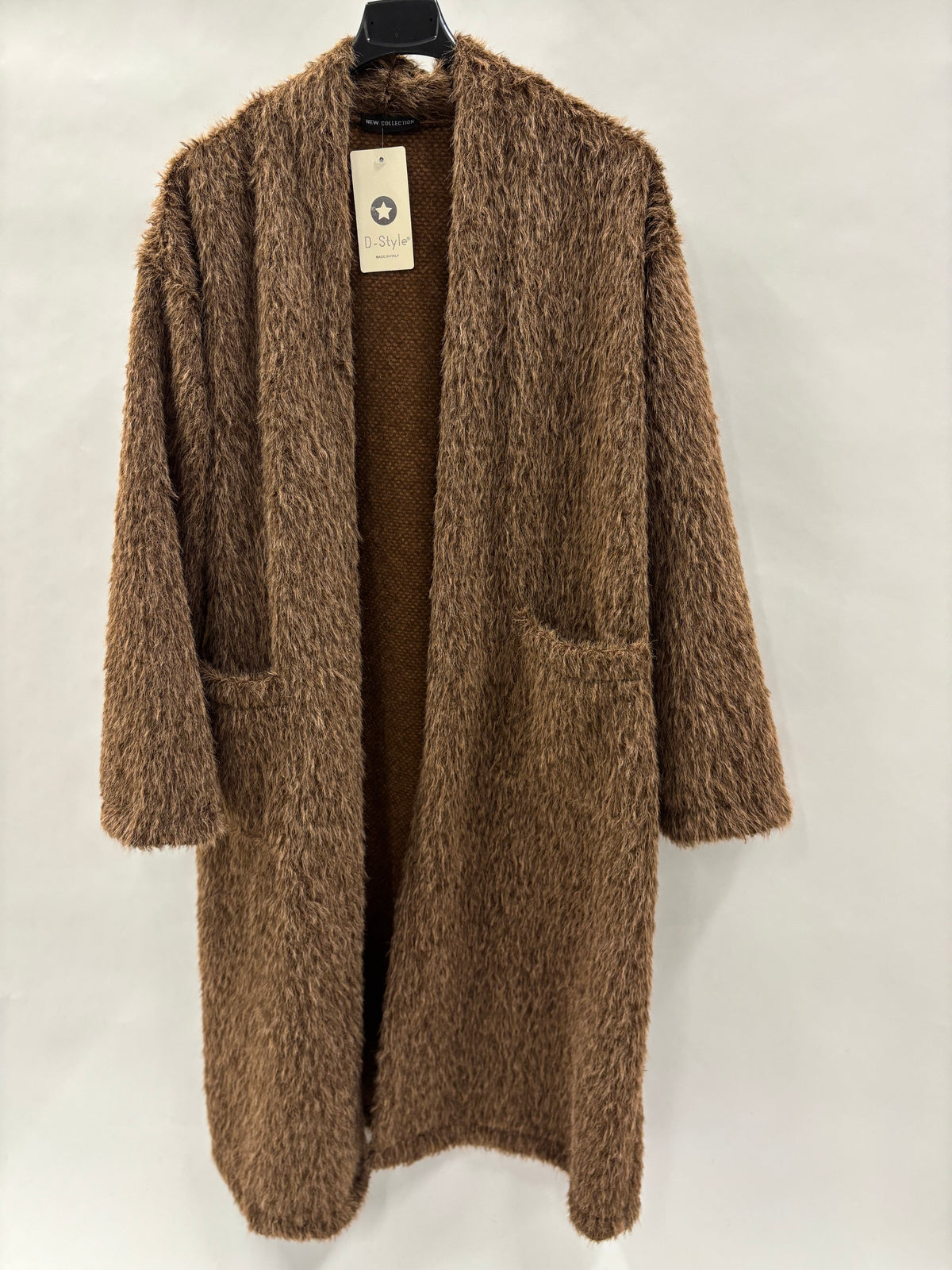 Pelscardigan med lommer, lang