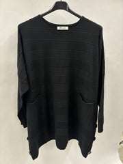 Ensfarvet Striktrøje, Bred Strib