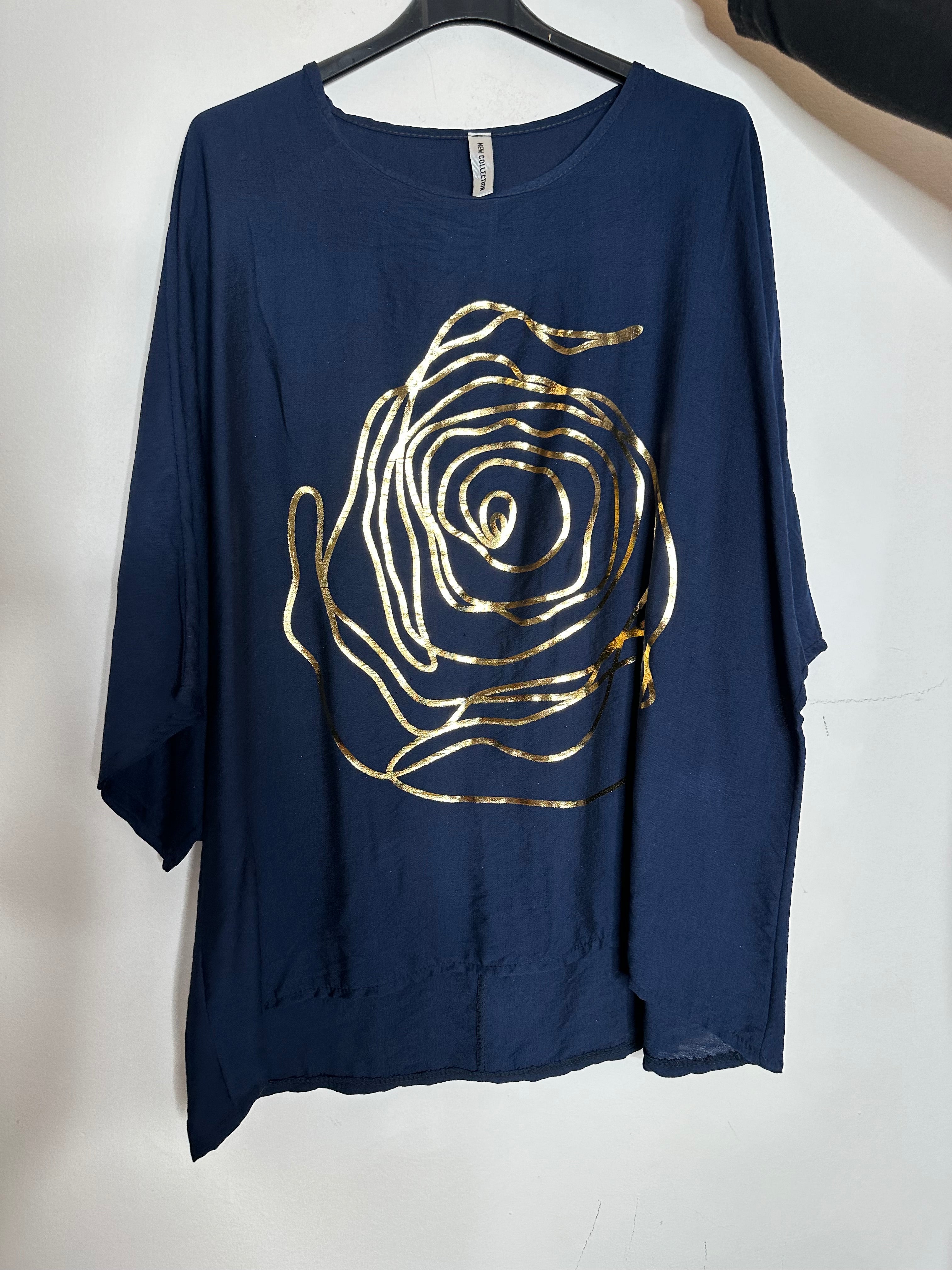Bluse med guld rose - ITJULI25