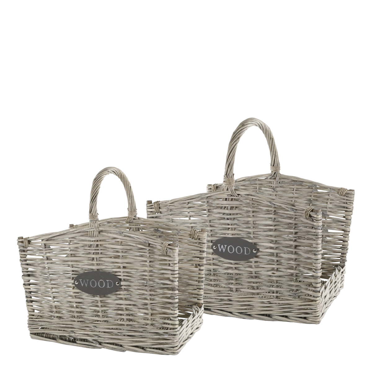 French Basket w. handles set of 2 H51/L49/W40 cm nature