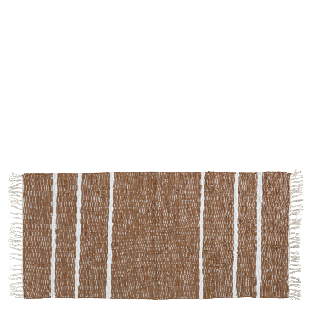 Rag Rug w. stripes L160/W70 cm antique walnut