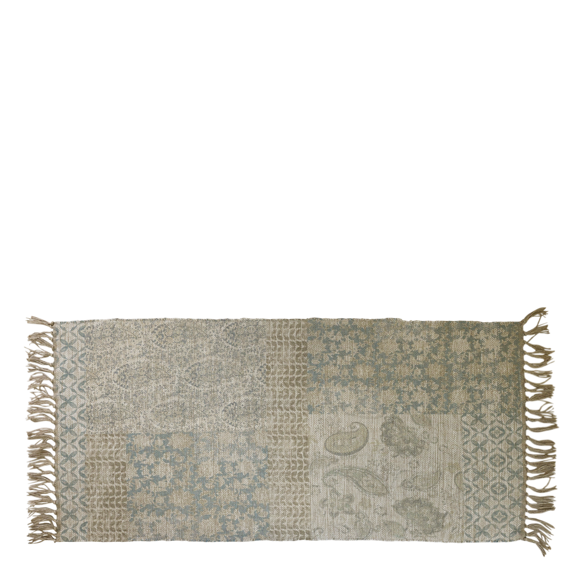 Rug w. print & fringes L150/W70 cm nature