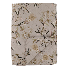 Aix Quilt w. flower pattern L180/W130 cm taupe