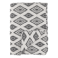 Aix Quilt w. ethnic pattern L180/W130 cm white & black