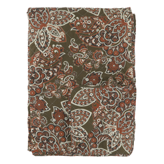 Aix Quilt w. paisley pattern L180/W130 cm moss & terracotta