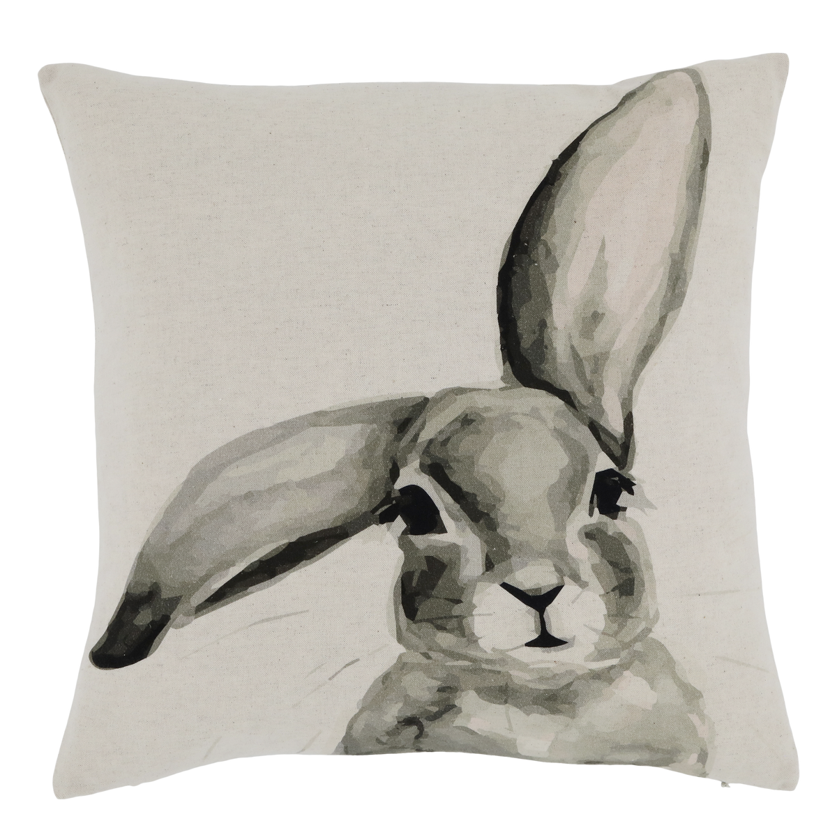 Pillowcase w. rabbit L45/W45 cm linen - Levering til primo april