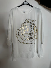 Bluse med guld rose - ITJULI25