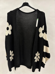 Strikcardigan, Blomster