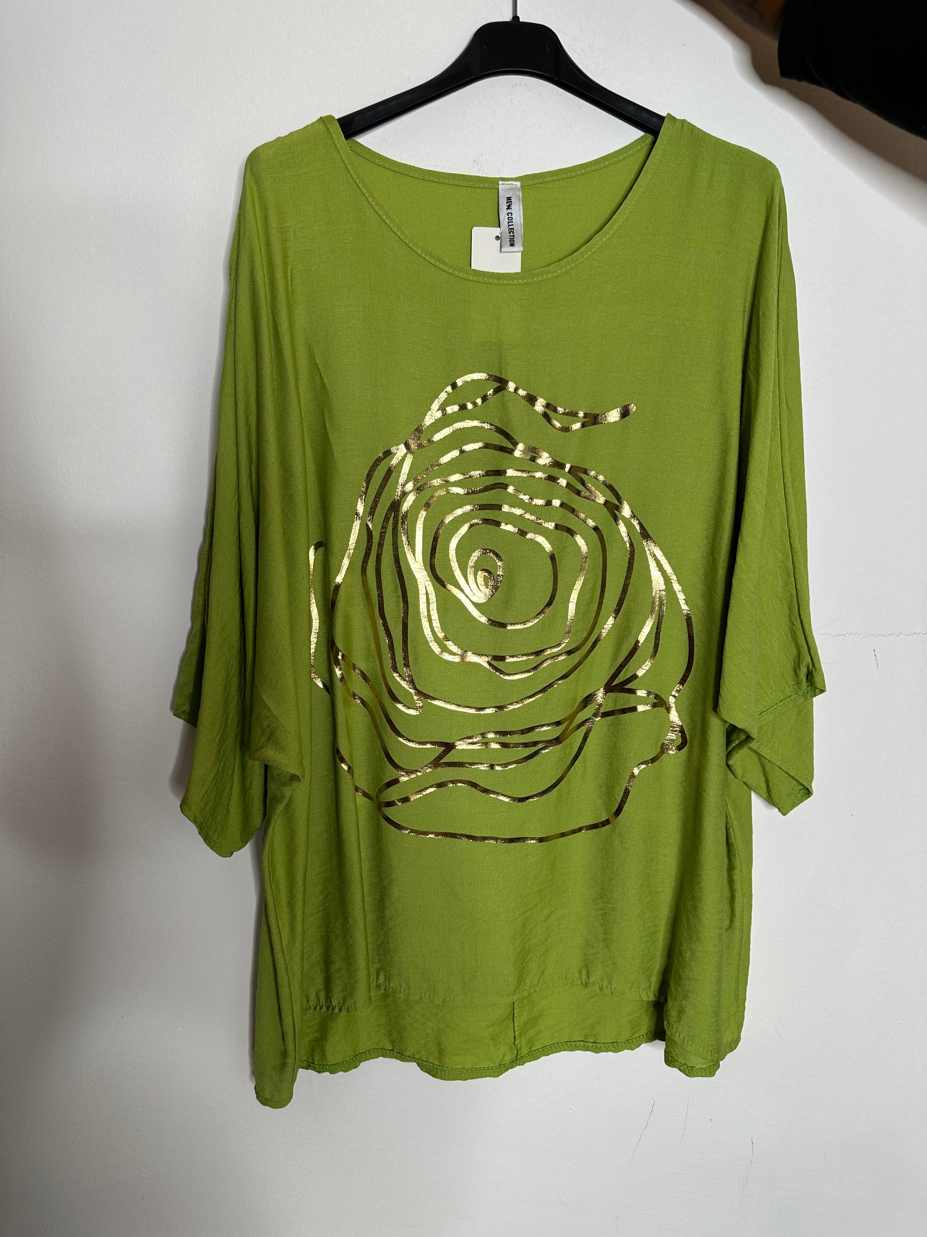 Bluse med guld rose - ITJULI25