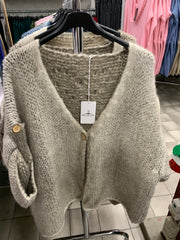Uld cardigan med knap i træ
