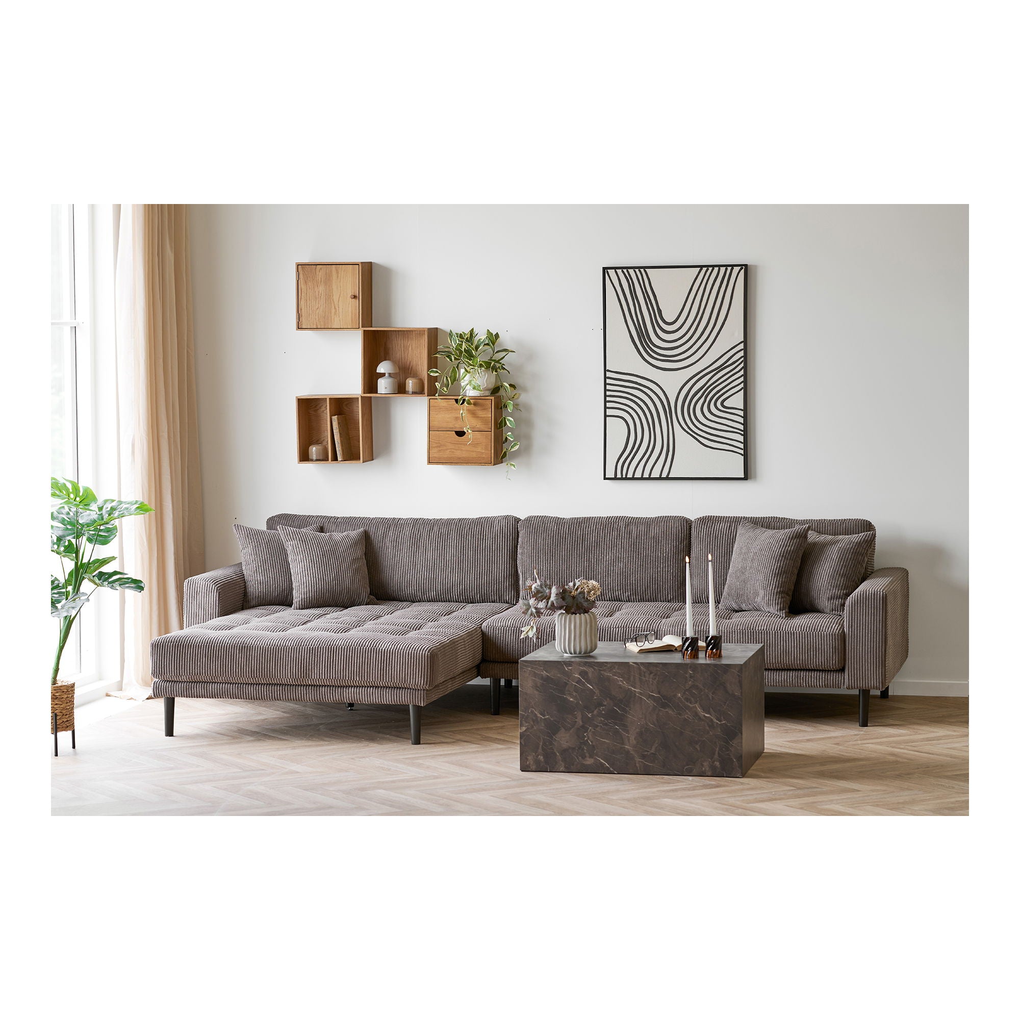 Prague Sofabord marmor look brun 60x80x40cm