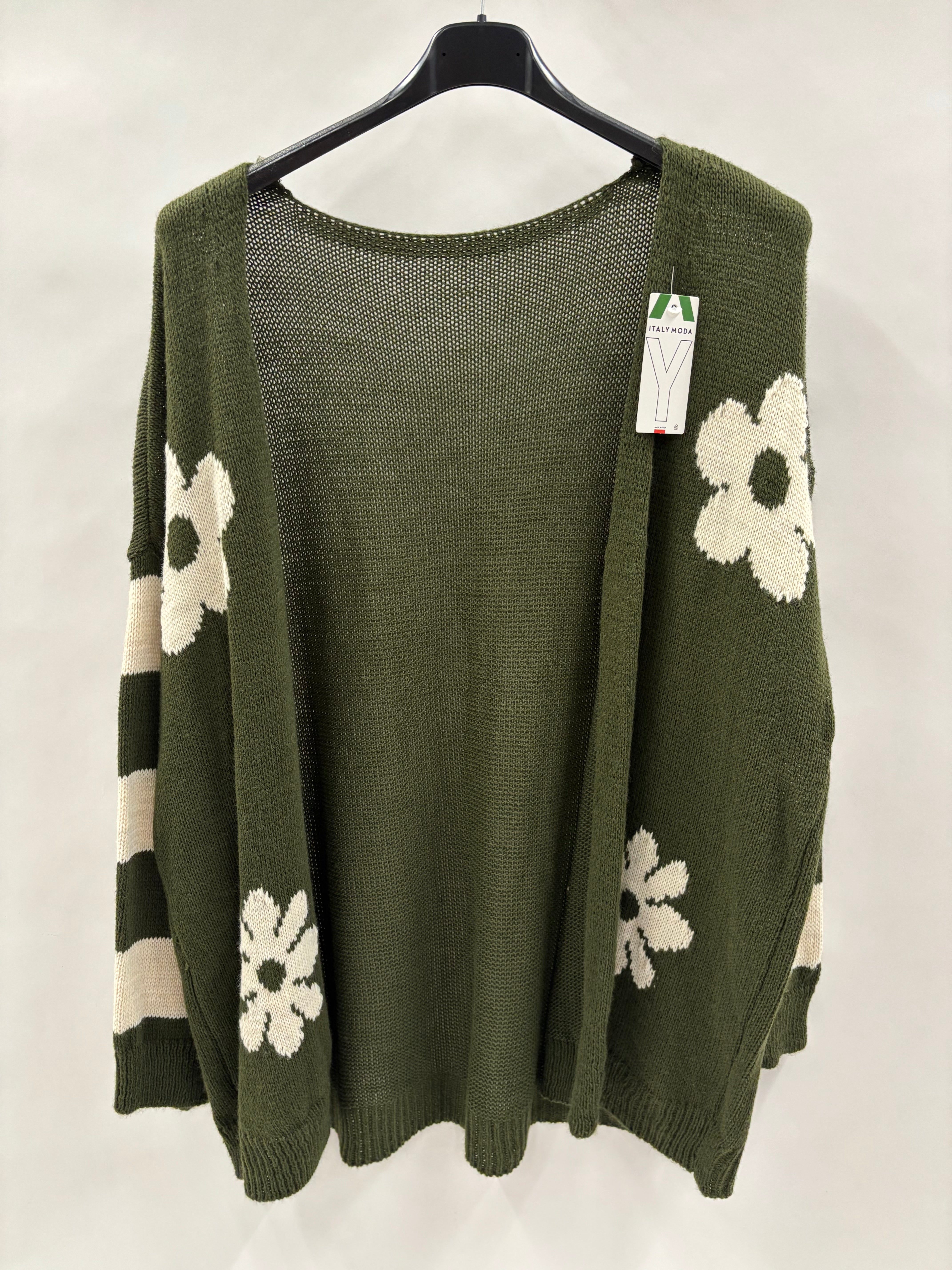 Strikcardigan, Blomster