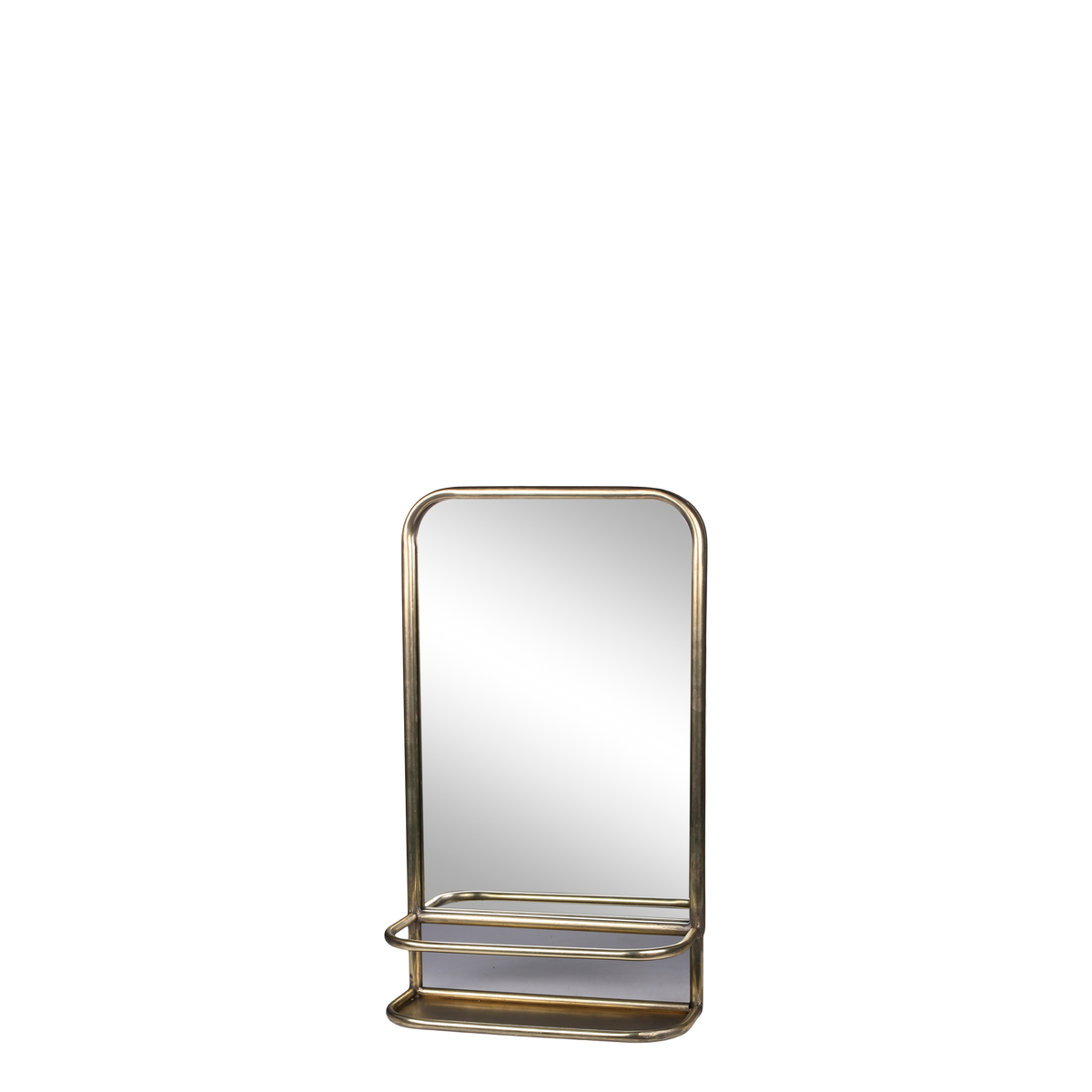 Mirror w. shelf H51/L30/W12.5 cm antique brass