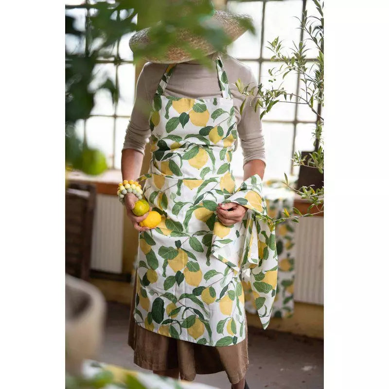 Limone Förkläde Gul 60x90 cm Frisk køkkenglæde med citronprint