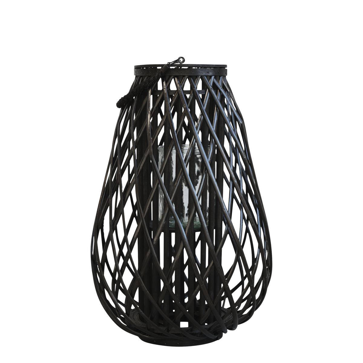 Lantern braided H60/D40 cm black