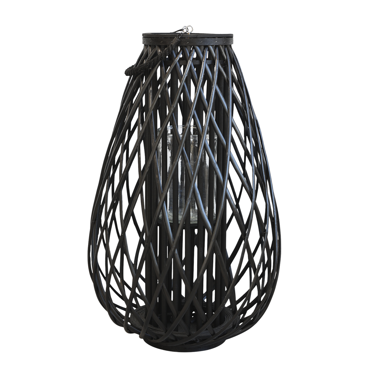 Lantern braided H70/D45 cm black