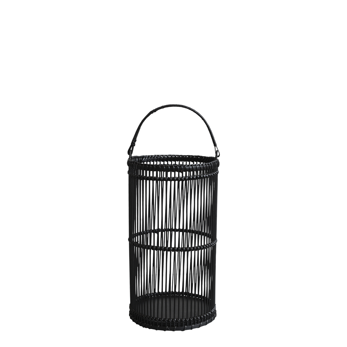 Lantern in bamboo H36.5/D20 cm antique black